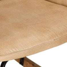 Greatstore Gugalni stol z naslonom za noge krem vintage platno