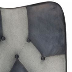 Vidaxl Gugalni stol sivo pravo usnje in platno