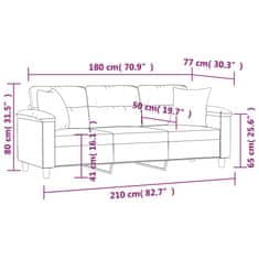 Vidaxl Trosed z blazinami črn 180 cm tkanina iz mikrovlaken