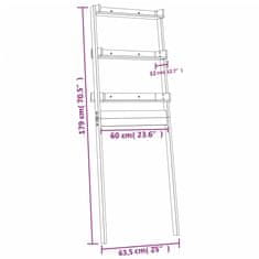 Vidaxl Stojalo za kopalnico sivo 63,5x32x179 cm trdna borovina