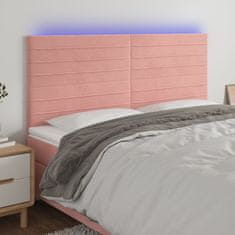 shumee vidaXL LED posteljno vzglavje roza 160x5x118/128 cm žamet