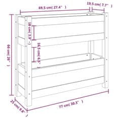 Vidaxl Visoka greda siva 77x25x66 cm trdna borovina