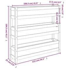 Vidaxl Visoka greda črna 112x25x104,5 cm trdna borovina