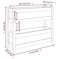 Vidaxl Visoka greda črna 77x25x66 cm trdna borovina