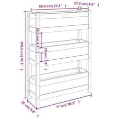 Vidaxl Visoka greda črna 77x25x104,5 cm trdna borovina