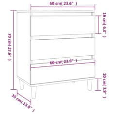 Vidaxl Komoda visok sijaj bela 60x35x70 cm inženirski les