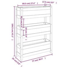 Vidaxl Visoka greda siva 77x25x104,5 cm trdna borovina