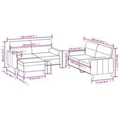 Vidaxl Sedežna garnitura 3-delna z okrasnimi blazinami tem. sivo blago