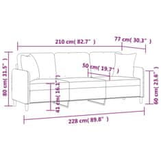 Vidaxl Trosed z vzglavniki in blazinami temno siv 210 cm blago