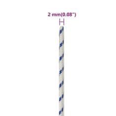 Vidaxl Vrv za čoln bela 2 mm 50 m polipropilen