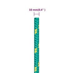 Vidaxl Vrv za čoln zelena 10 mm 50 m polipropilen