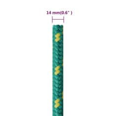 Vidaxl Vrv za čoln zelena 14 mm 250 m polipropilen