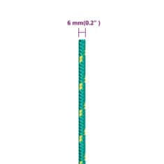 Vidaxl Vrv za čoln zelena 6 mm 50 m polipropilen