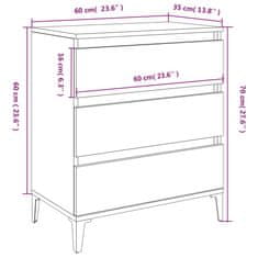 Vidaxl Komoda črna 60x35x70 cm inženirski les