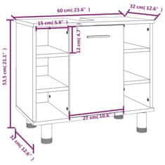 Vidaxl Kopalniška omarica dimljeni hrast 60x32x53,5 cm inženirski les