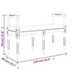 Vidaxl Klop temno siva 110x40x70 cm žamet