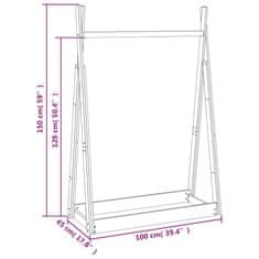 Vidaxl Stojalo za oblačila 100x45x150 cm trdna borovina