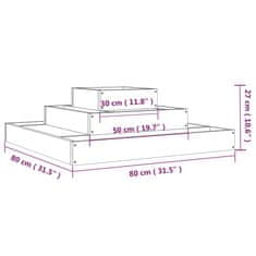 Vidaxl Visoka greda črna 80x80x27 cm trdna borovina