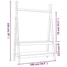 Vidaxl Stojalo za oblačila 100x45,5x150 cm trdna borovina