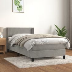 Vidaxl Box spring postelja z vzmetnico svetlo siva 100x200 cm žamet