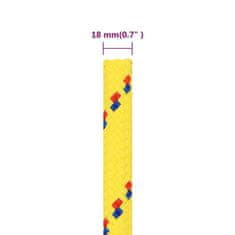 Vidaxl Vrv za čoln rumena 18 mm 25 m polipropilen