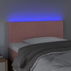 Vidaxl LED posteljno vzglavje roza 100x5x78/88 cm žamet