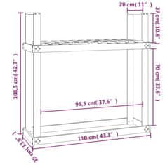 Vidaxl Stojalo za drva belo 110x35x108,5 cm trdna borovina