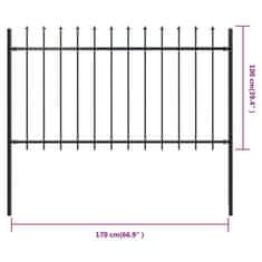 Vidaxl Vrtna ograja s koničastimi vrhovi jeklo 1,7x1 m črna