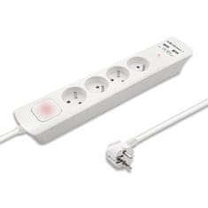 Qoltec qoltec prenapetostna zaščita | 4 vtičnice | 2 x usb | 1,8 m | bela