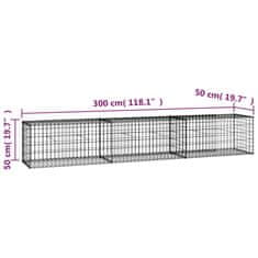 Vidaxl Gabionska stena s pokrovi iz pocinkanega jekla 300x50x50 cm