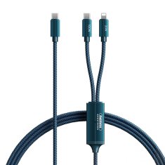 slomart remax kerolla series fast 2in1 usb type c - usb type c + lightning pd qc afc fcp cable 100w 1m blue (rc-093ccl)