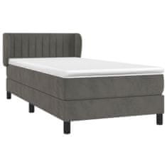 Greatstore Box spring postelja z vzmetnico temno siv 90x190 cm žamet