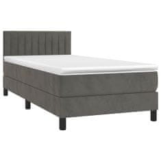 Greatstore Box spring postelja z vzmetnico temno siv 90x190 cm žamet