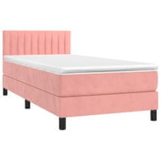 Greatstore Box spring postelja z vzmetnico roza 90x190 cm žamet