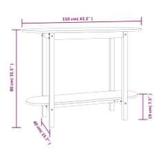 Vidaxl Konzolna mizica siva 110x40x80 cm trdna borovina