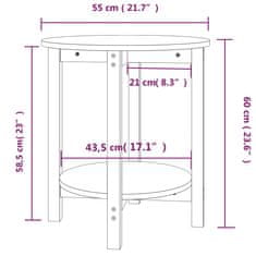 Vidaxl Klubska mizica medeno rjava Ø 55x60 cm trdna borovina