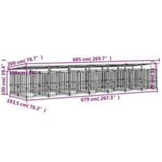 Vidaxl Zunanji pasji boks s streho jeklen 13,14 m²