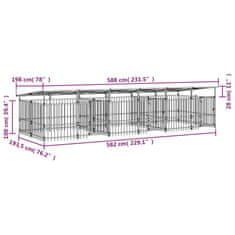 Vidaxl Zunanji pasji boks s streho jeklen 11,26 m²