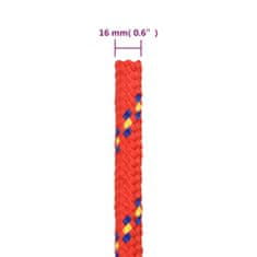 Vidaxl Vrv za čoln rdeče 16 mm 100 m polipropilen