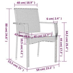 Vidaxl Vrtni stoli z blazinami 4 kosi poli ratan sive barve