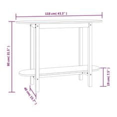 Greatstore Konzolna mizica bela 110x40x80 cm trdna borovina