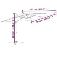 Vidaxl Vrtni senčnik z aluminijastim drogom črn 300x300 cm