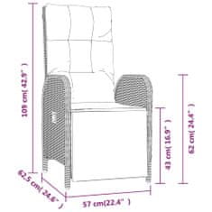 Vidaxl Vrtna sedežna garnitura 3-delna z blazinami siv poli ratan