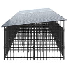 Vidaxl Zunanji pasji boks s streho jeklen 15,02 m²