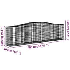 Vidaxl Obokane gabion košare 2 kosi 400x50x100/120cm pocinkano železo