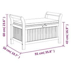 Vidaxl Vrtna klop za shranjevanje z blazino 91 cm trden akacijev les