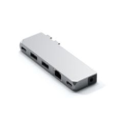 Satechi Aluminium Pro Hub Mini priklopna postaja, 1x USB, 1x HDMI, 2x USB-A 3.0, 1x RJ45, 1x USB-C, 1x audio, srebrna