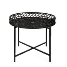 Homla HOMLA LEYA Kavna mizica iz ratana naravna črna 54x54x40 cm