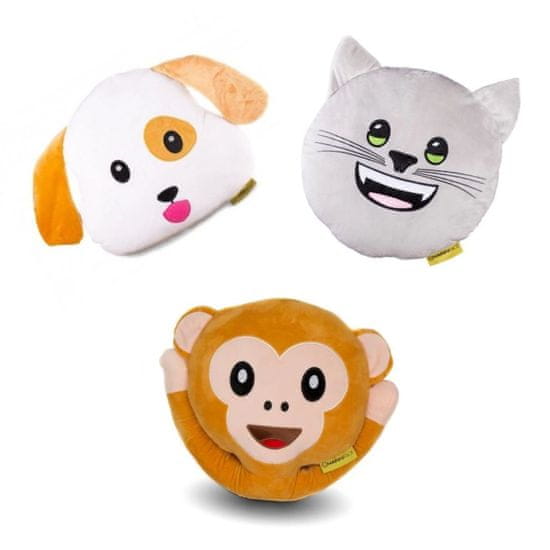 HappyFace Set 3 kakovostnih emoji plišastih vzglavnikov živali 32cm