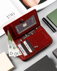 Rovicky Vertikalna ženska denarnica iz bivoljega usnja z zapiranjem na zaponko, RFID
